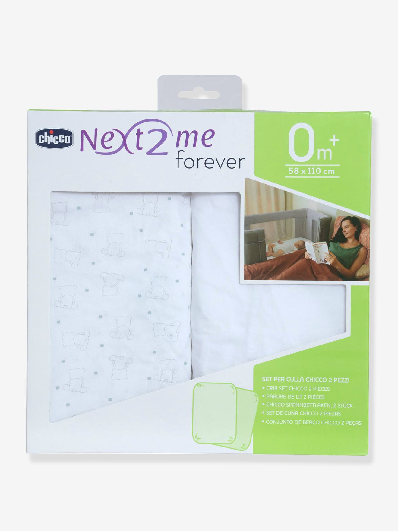 Chicco 2er-Pack Baby Spannbettlaken „Next2Me Forever“ CHICCO