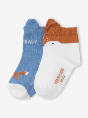 Vertbaudet 2er-Pack Jungen Baby Socken mit Fuchs Oeko-Tex