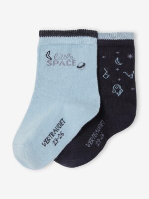 Vertbaudet 2er-Pack Jungen Baby Socken mit Weltraum-Motiven
