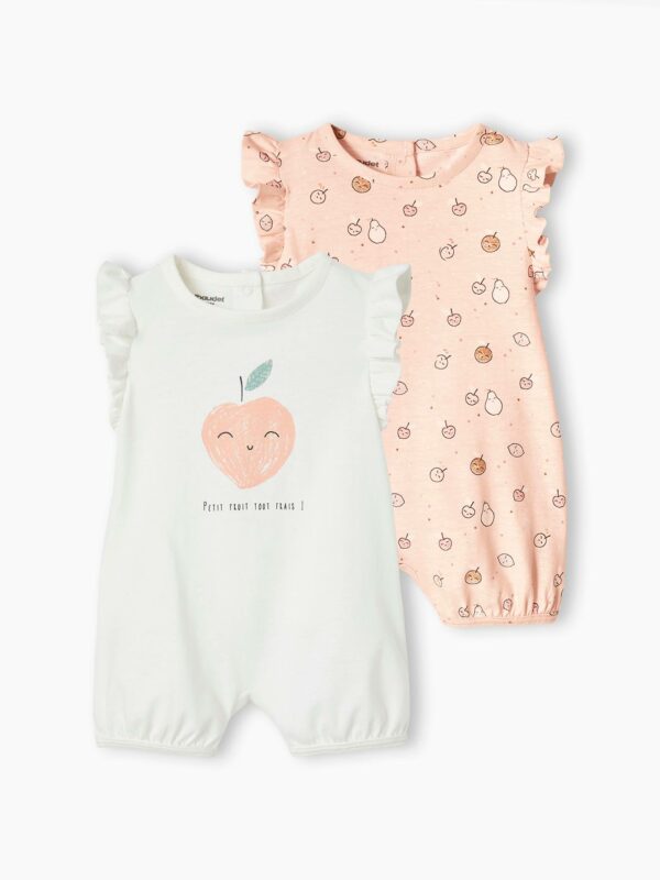 Vertbaudet 2er-Pack Mädchen Baby Overalls Oeko-Tex