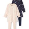 Vertbaudet 2er-Pack Mädchen Nachthemden mit Leggings