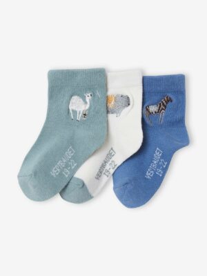 Vertbaudet 3er-Pack Jungen Baby Socken mit Tierstickerei Oeko-Tex