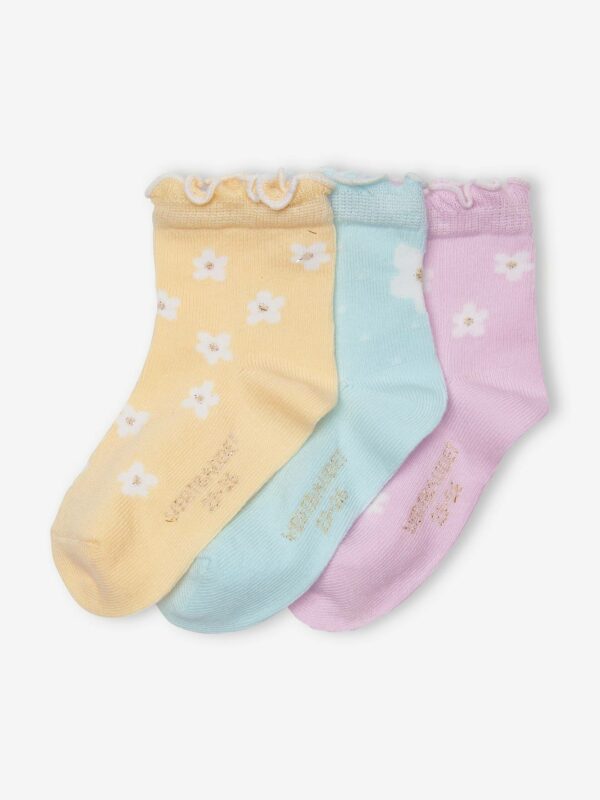 Vertbaudet 3er-Pack Mädchen Baby Socken mit Blumen Oeko-Tex