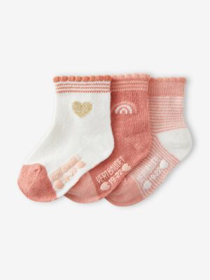 Vertbaudet 3er-Pack Mädchen Baby Socken mit Herzen  BASIC Oeko-Tex