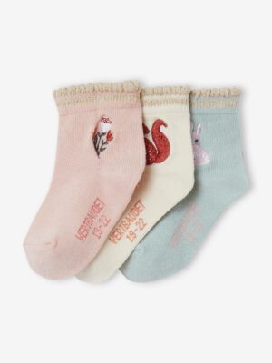 Vertbaudet 3er-Pack Mädchen Baby Socken mit Stickerei Oeko-Tex