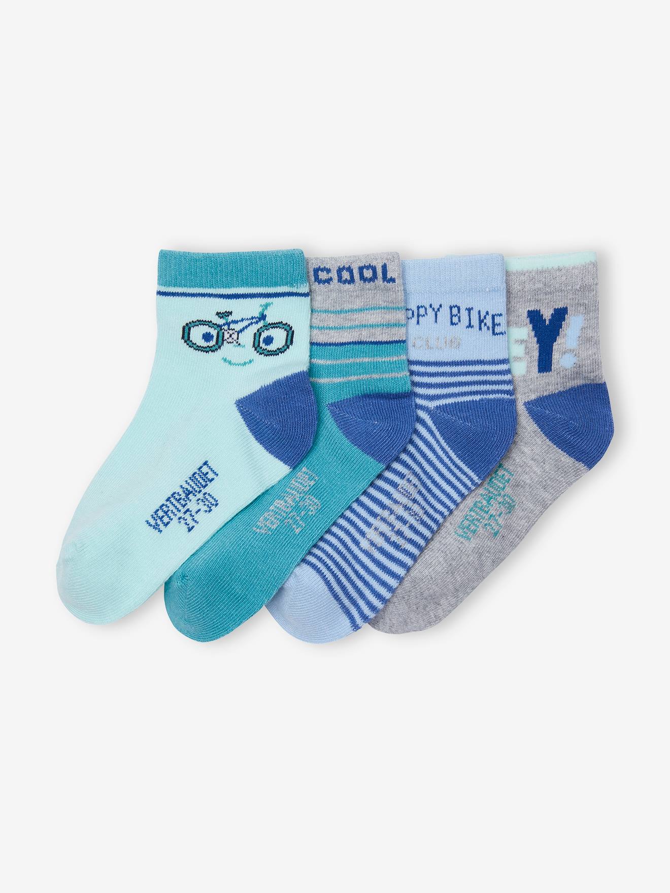 Vertbaudet 4er-Pack Jungen Socken mit Fahrrad Oeko-Tex