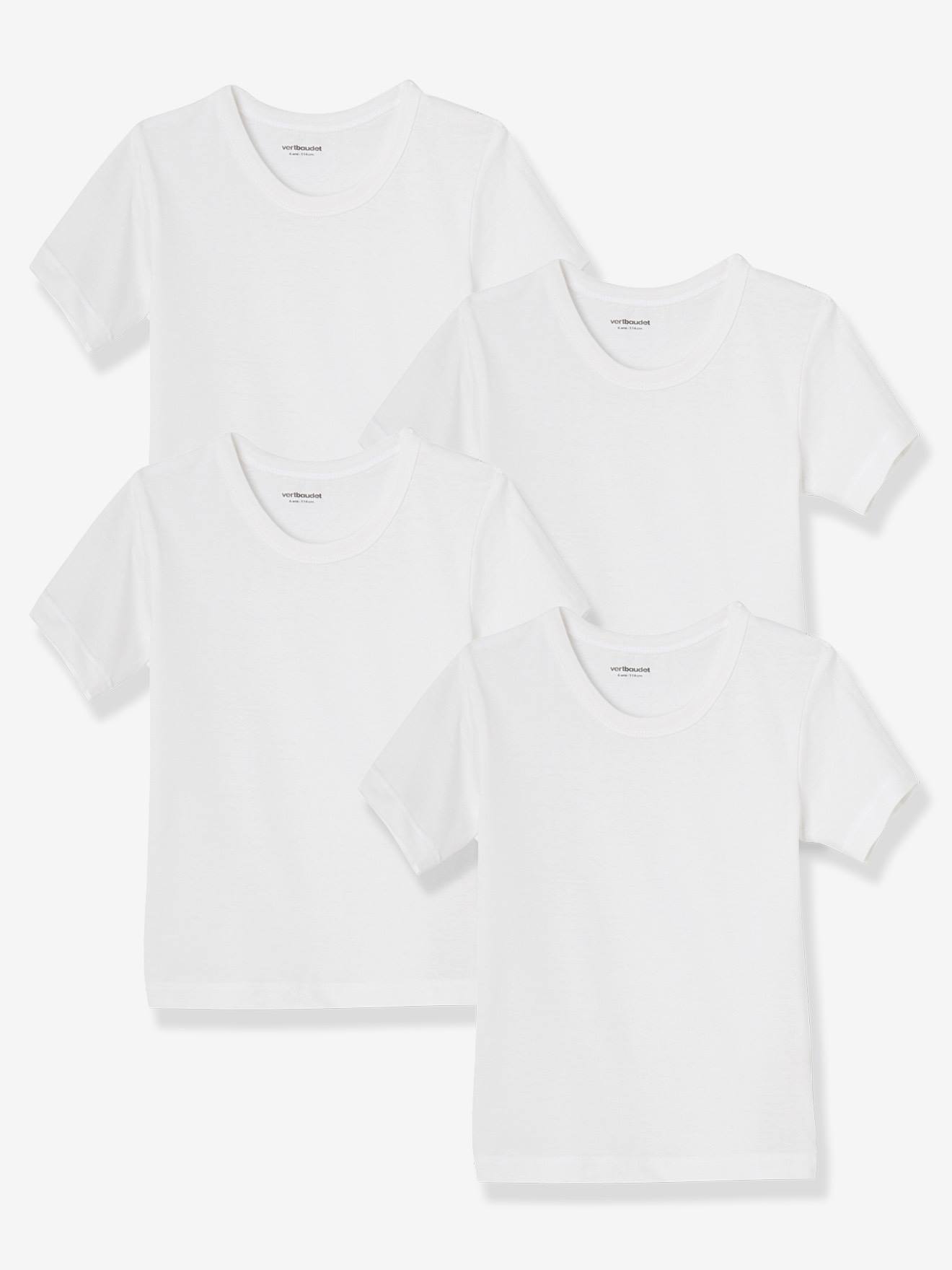 Vertbaudet 4er-Pack Kinder T-Shirts BASIC Oeko-Tex