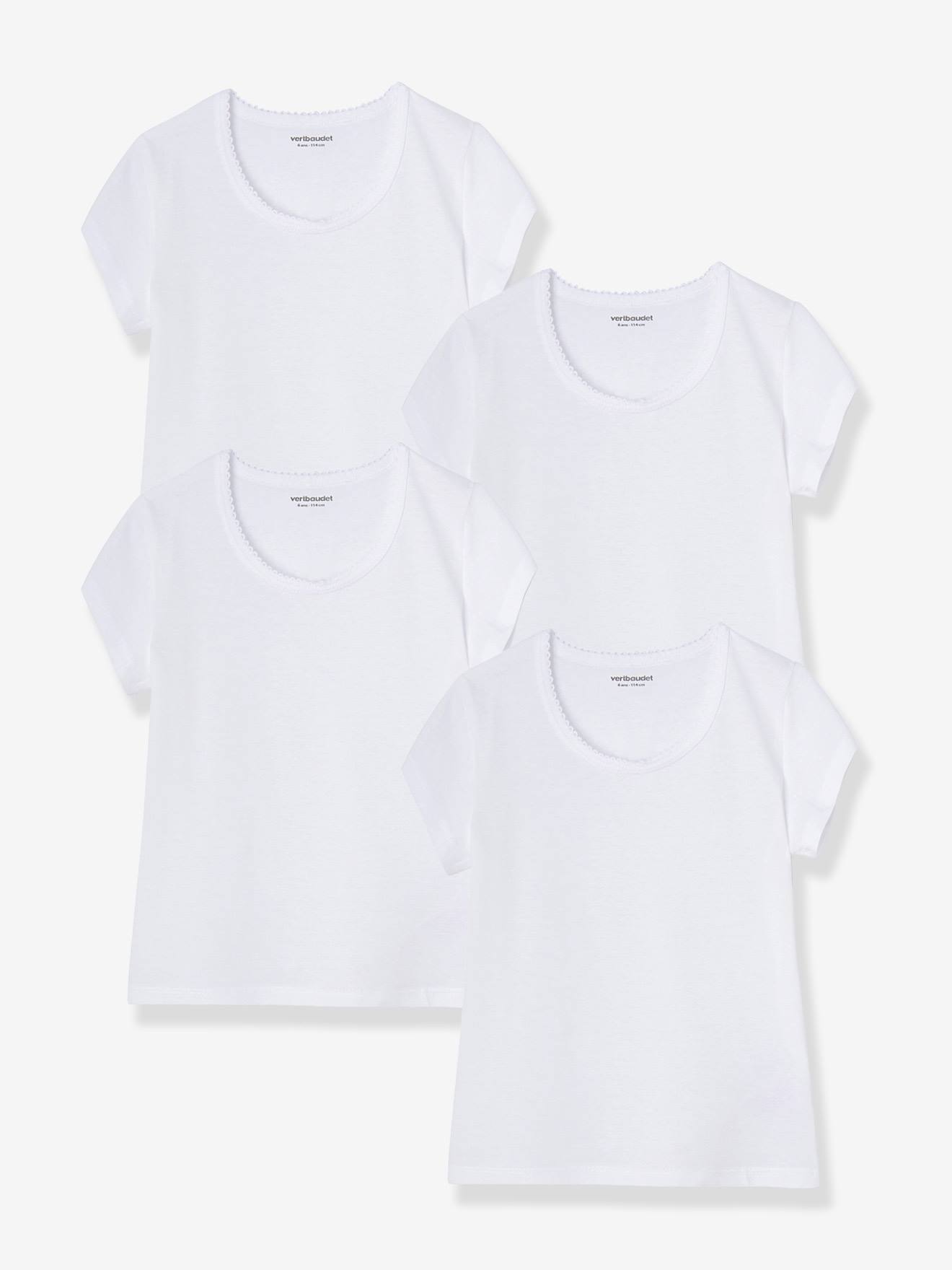 Vertbaudet 4er-Pack Mädchen T-Shirts BASIC Oeko-Tex