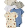 Vertbaudet 5er-Pack Baby Schlupfbodys mit Elefanten Oeko-Tex