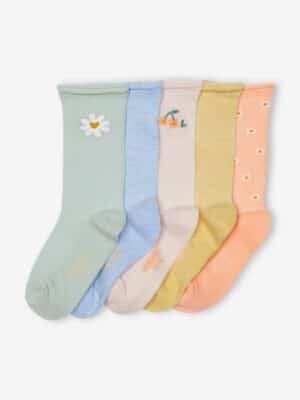 Vertbaudet 5er-Pack Mädchen Socken mit Blumen