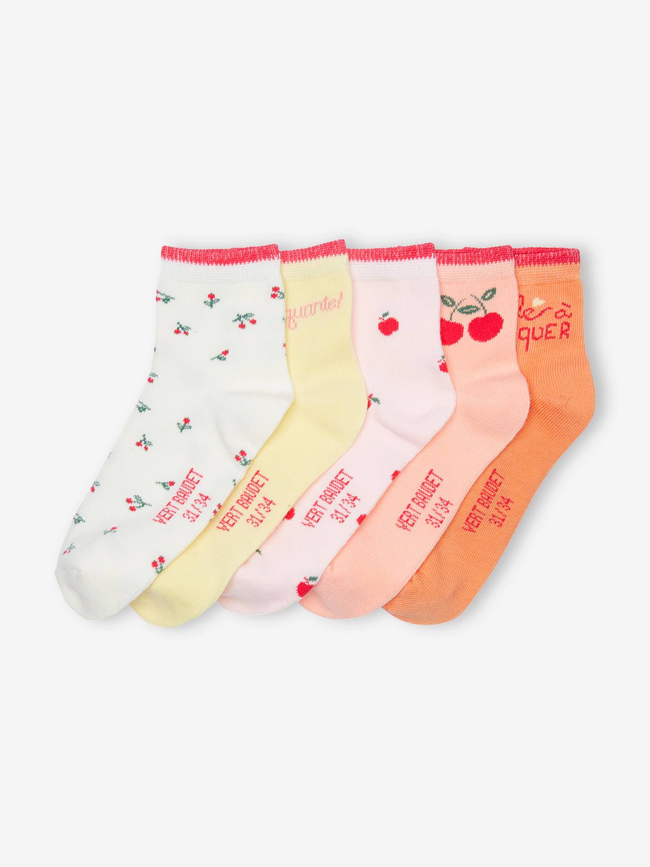 Vertbaudet 5er-Pack Mädchen Socken mit Obstmotiv Oeko-Tex