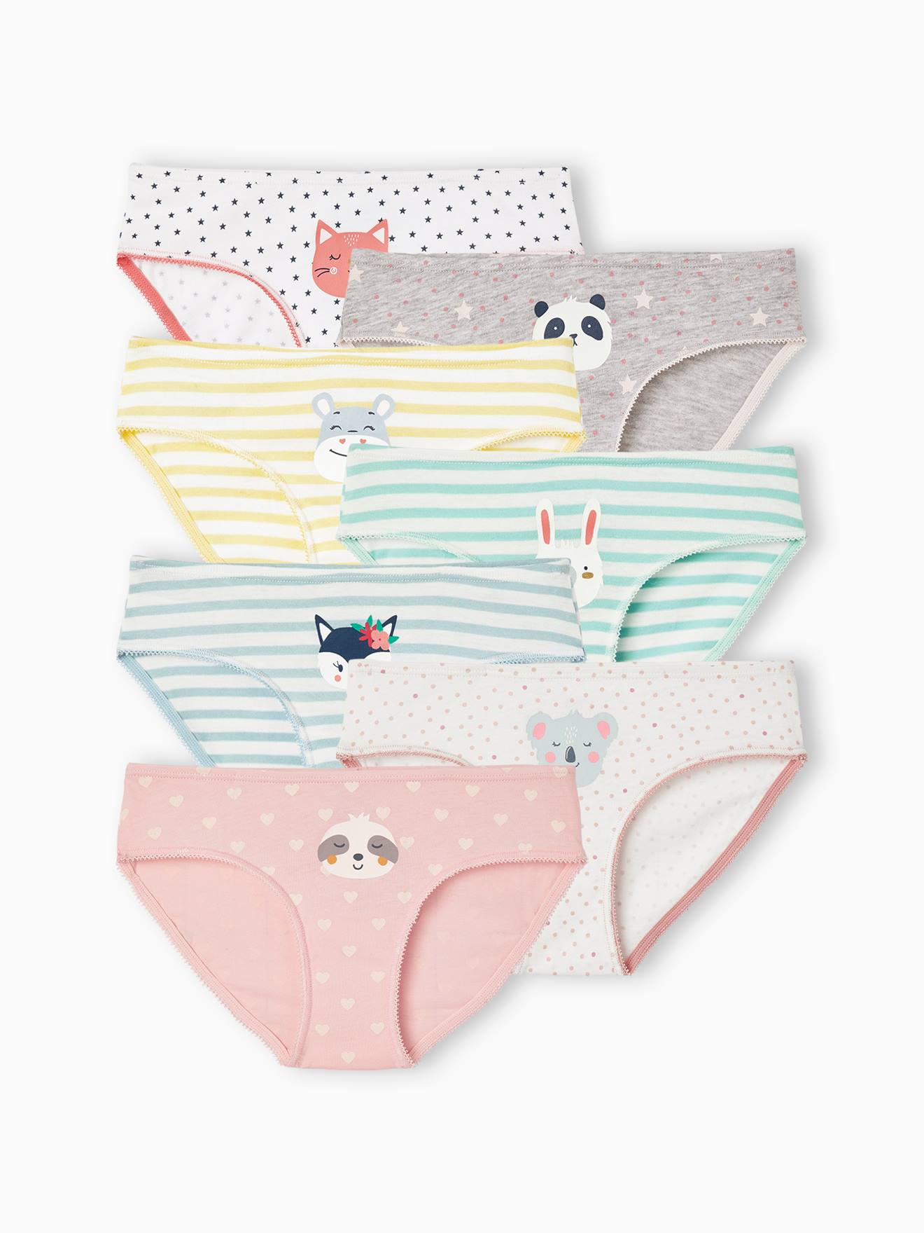 Vertbaudet 7er-Pack Mädchen Slips mit Tiermotiven