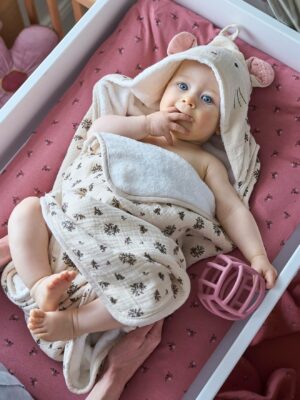 Vertbaudet Baby Kapuzenbadetuch „Landhaus“ mit Geschenkverpackung