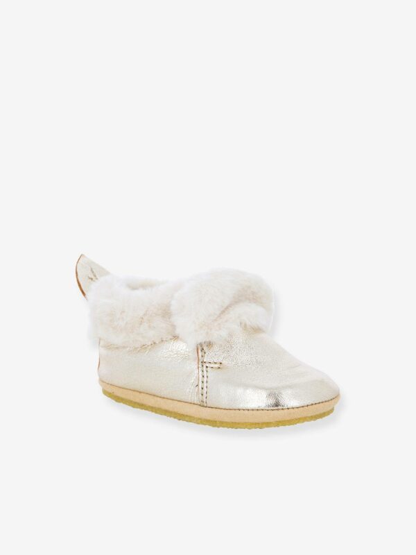 Shoo Pom Baby Krabbelschuhe „Shoo Fur“ SHOO POM platin