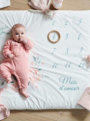 Vertbaudet Baby Meilenstein-Decke „Rosentraum“