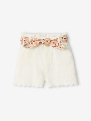 Vertbaudet Baby Musselin-Shorts mit Blumengürtel