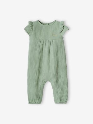 Vertbaudet Baby Overall aus Musselin salbei