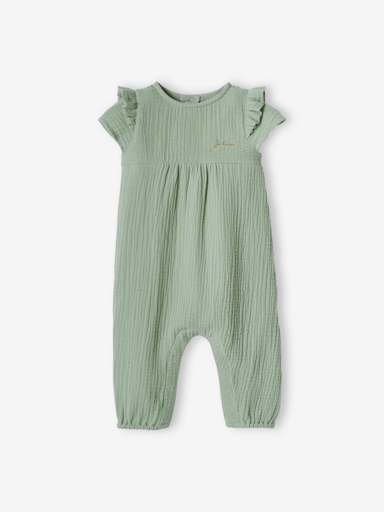 Vertbaudet Baby Overall aus Musselin salbei