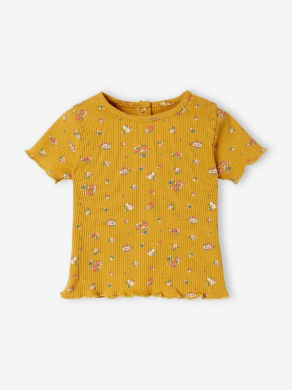 Vertbaudet Geripptes Baby T-Shirt mit Blumenprint