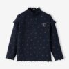 Vertbaudet Geripptes Mädchen Shirt mit Volants Oeko-Tex