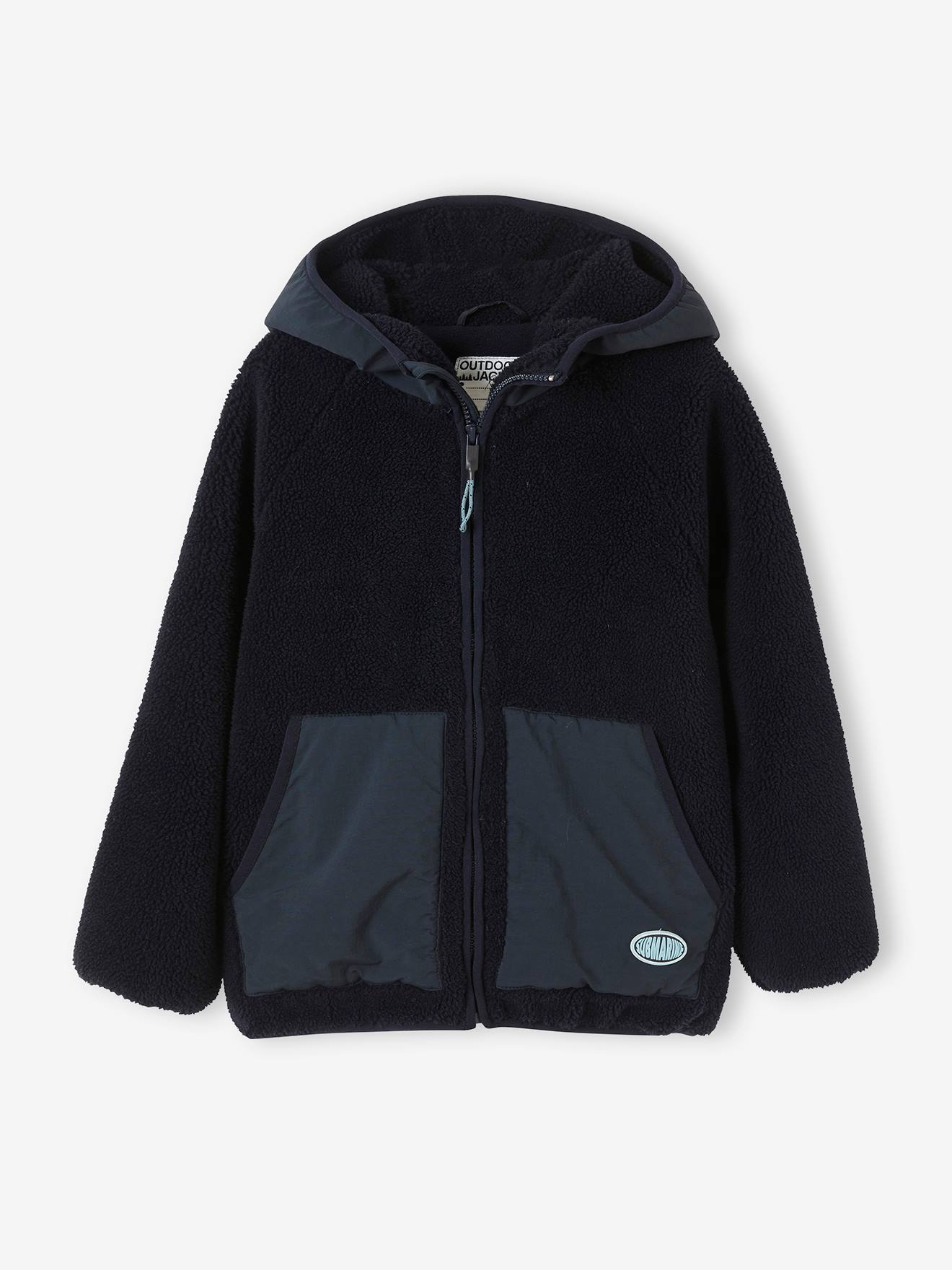 Vertbaudet Jungen Kapuzenjacke aus Teddyfleece