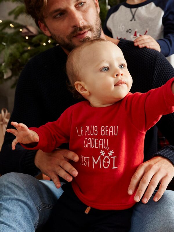 Vertbaudet Jungen Weihnachts-Sweatshirt mit Message Oeko-Tex