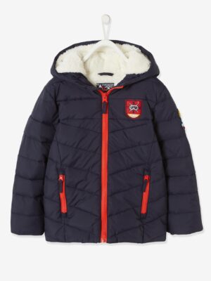 Vertbaudet Jungen Winterjacke mit Kapuze & Teddyfleece-Futter