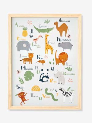 Vertbaudet Kinderzimmer Poster mit Rahmen „Dschungeltiere“
