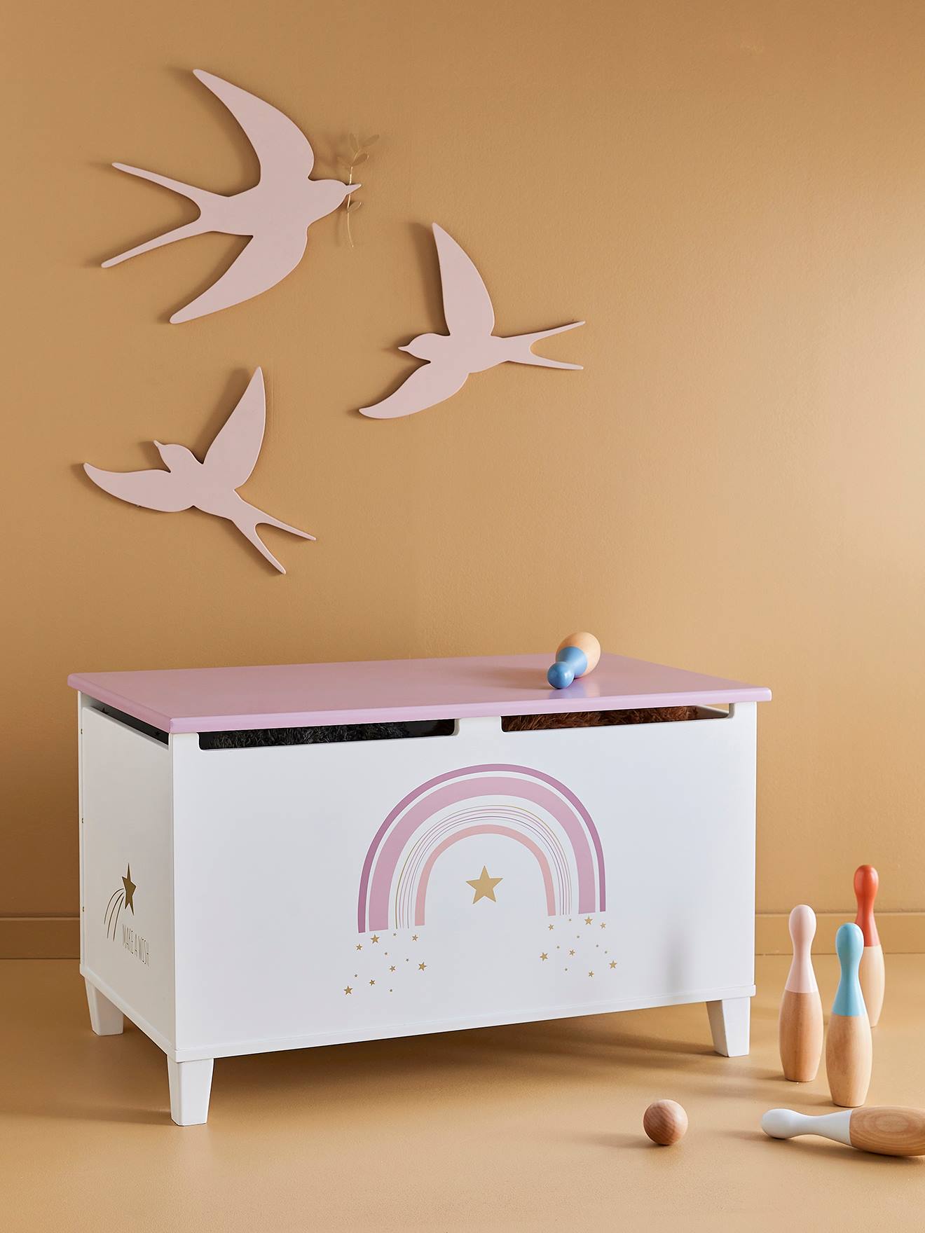 Vertbaudet Kinderzimmer Spielzeugtruhe „Make a wish“