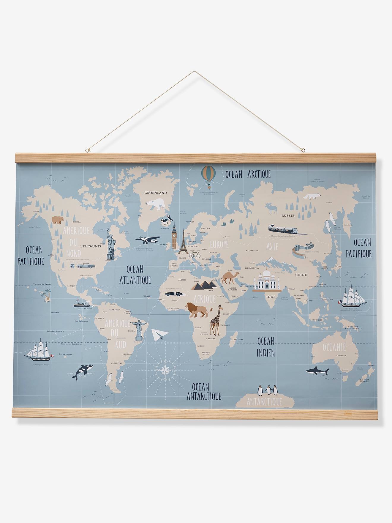 Vertbaudet Kinderzimmer Weltkarte mit Aufhängung