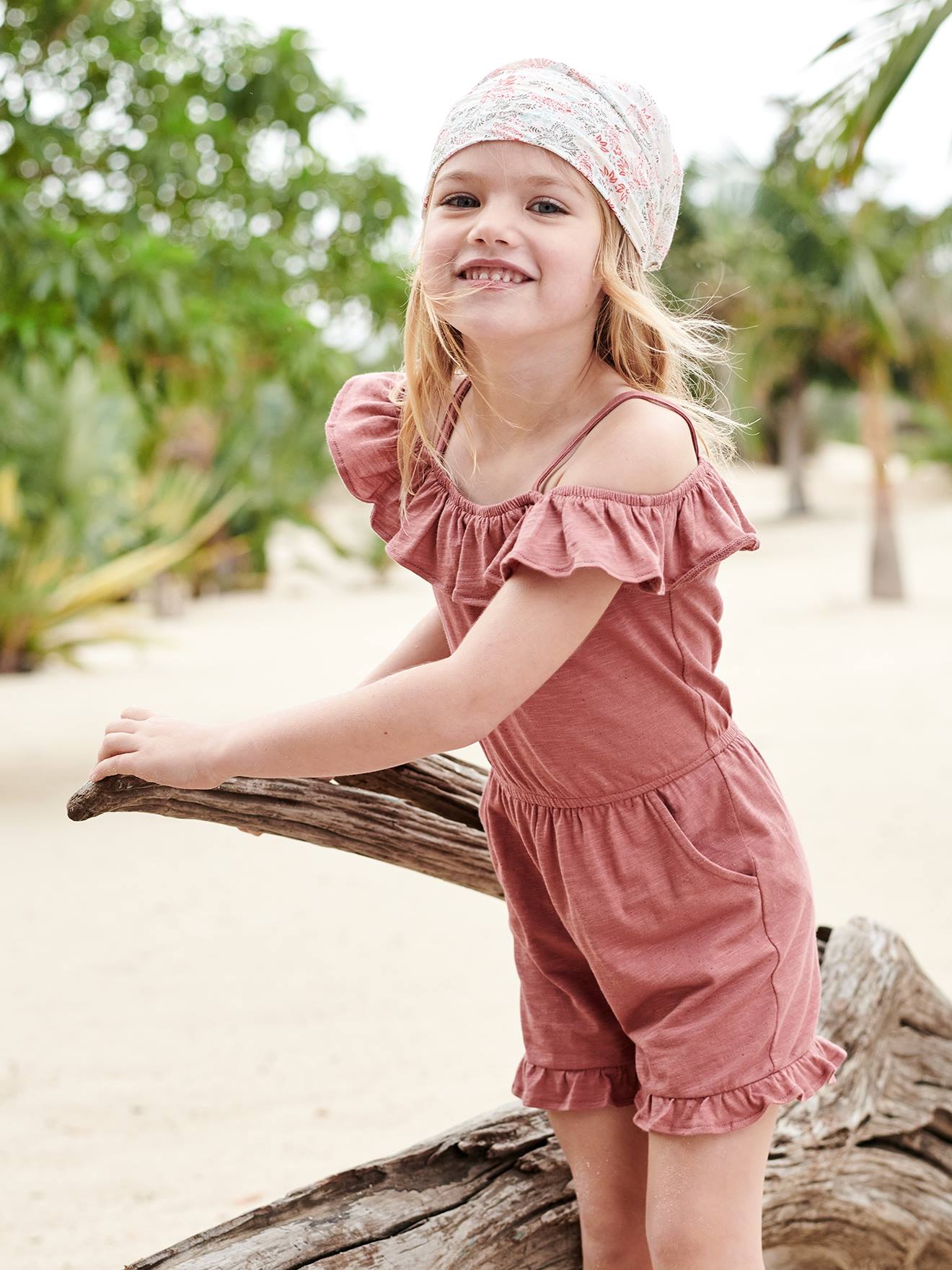 Vertbaudet Kurzer Mädchen Jumpsuit mit Volants