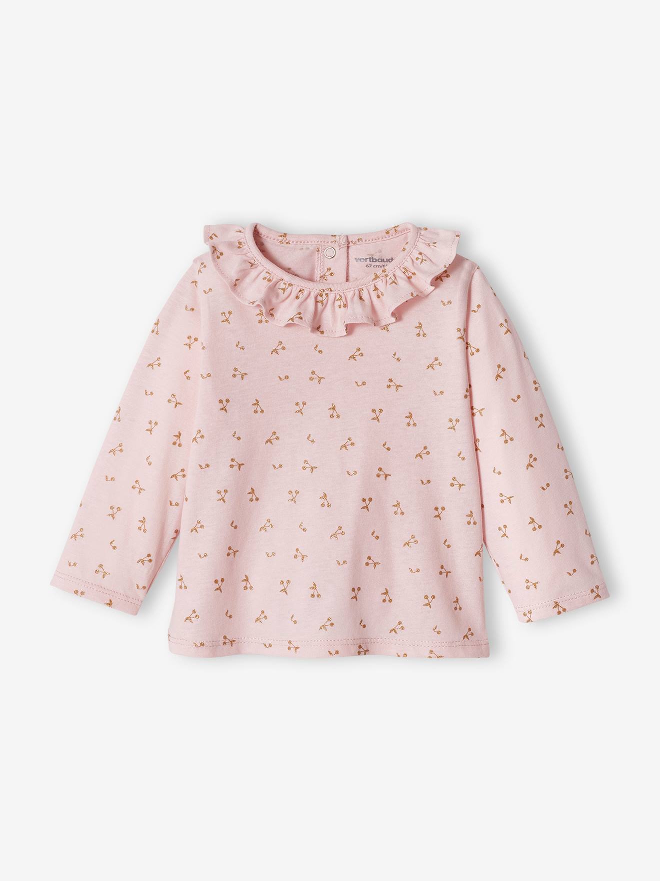 Vertbaudet Mädchen Baby Shirt mit Volantkragen hell