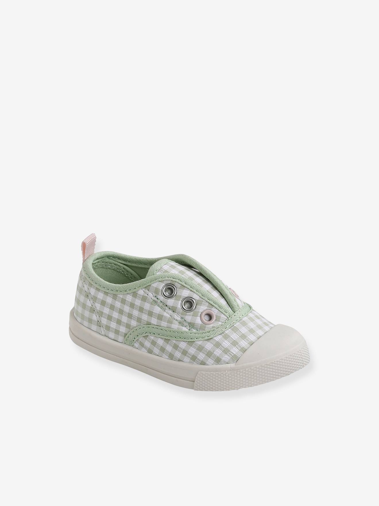 Vertbaudet Mädchen Baby Stoff-Sneakers mit Gummizug salbei