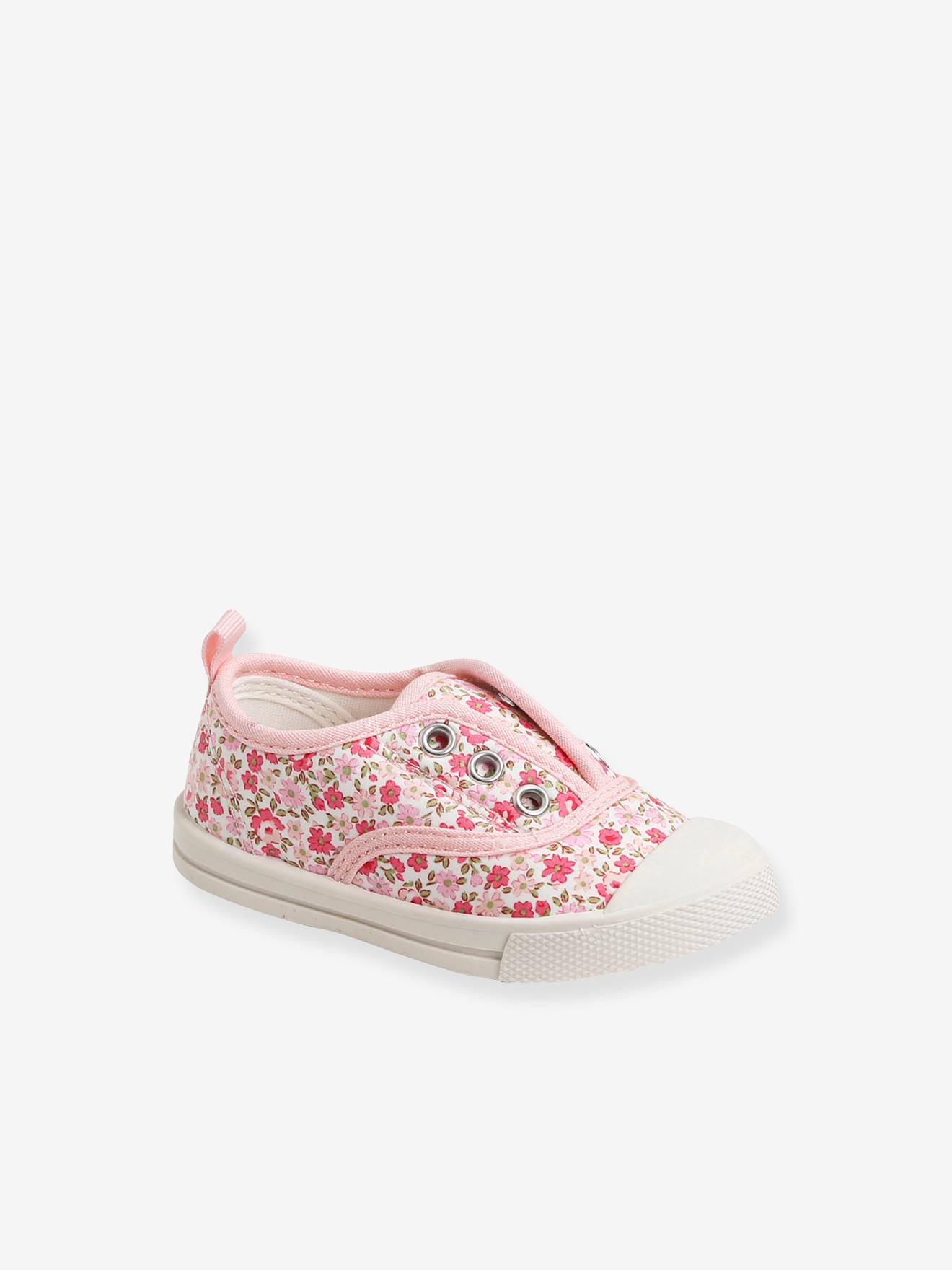 Vertbaudet Mädchen Baby Stoff-Sneakers mit Gummizug  blumen