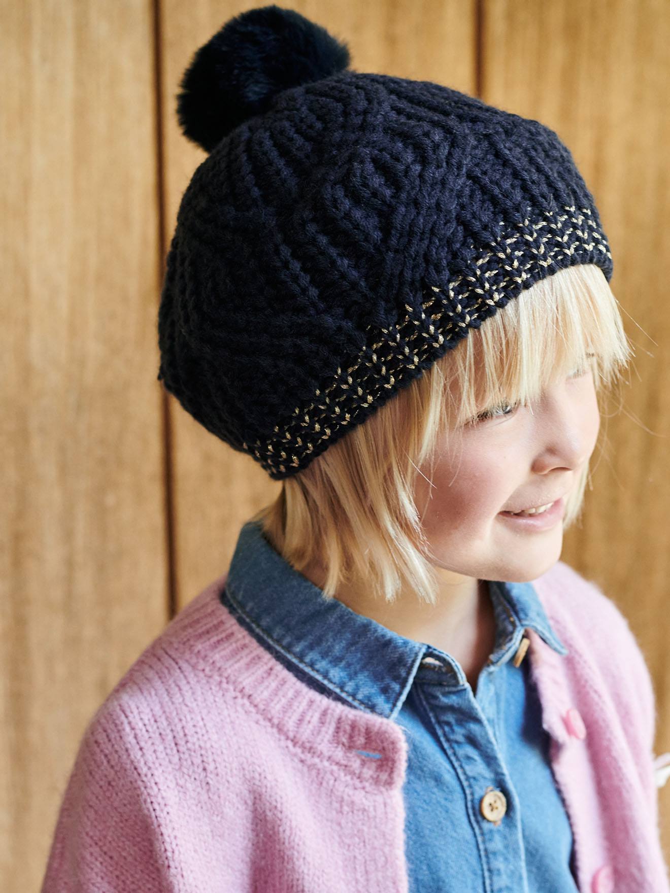 Vertbaudet Mädchen Beanie mit Zopfmuster