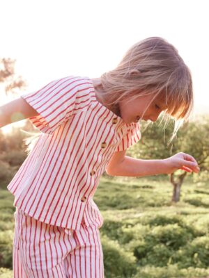 Vertbaudet Mädchen Bluse mit kurzen Ärmeln Oeko-Tex