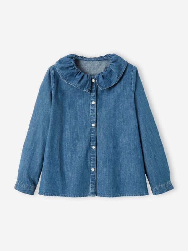 Vertbaudet Mädchen Jeansbluse mit Rüschenkragen