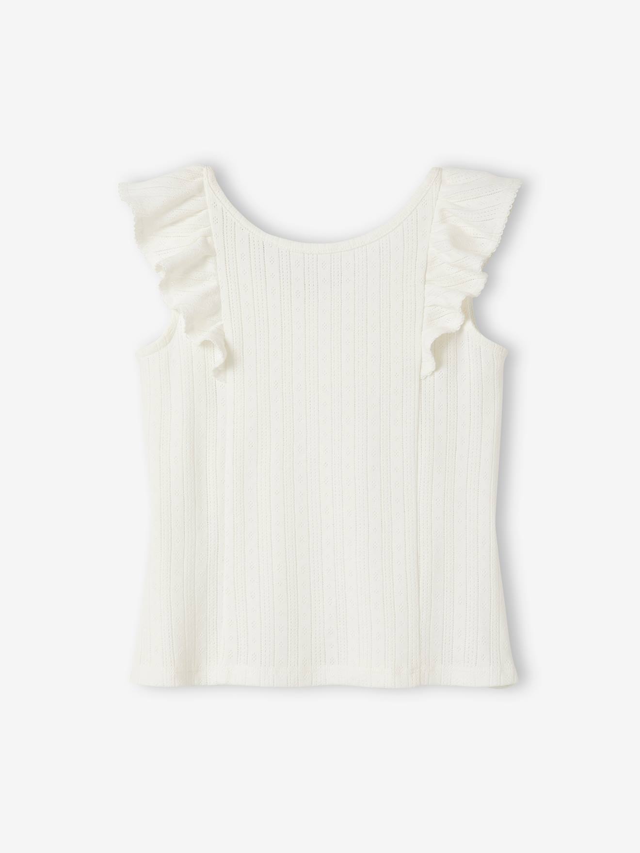 Vertbaudet Mädchen Volant-Top aus Pointelle-Jersey BASIC